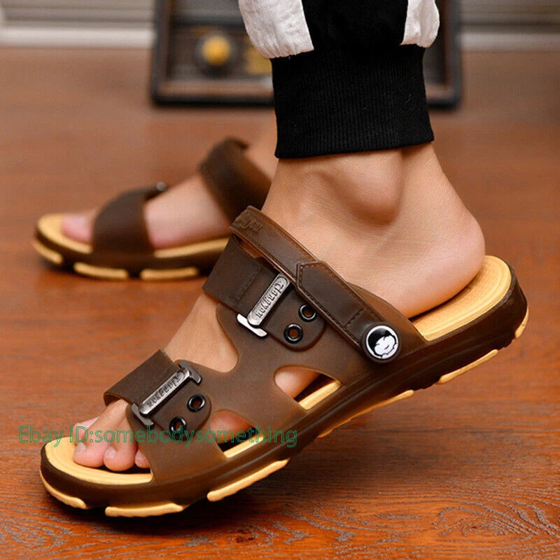 Mens Casual Open Toe Slingback Sandals Non-Slip Beach Slippers Swim Shoes