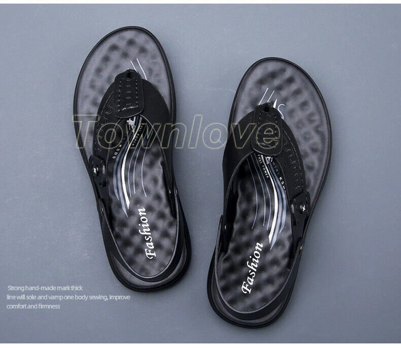 Men's Summer Hollow Out Sandals Flats Casual Flip-Flops Slippers Beach Shoes