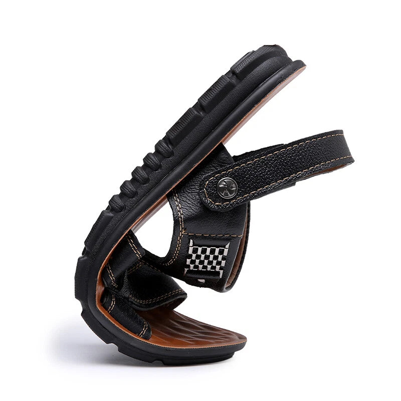 Mens Beach Slippers Leather Sandals Summer Water Shoes Fisherman Closed Toe Size