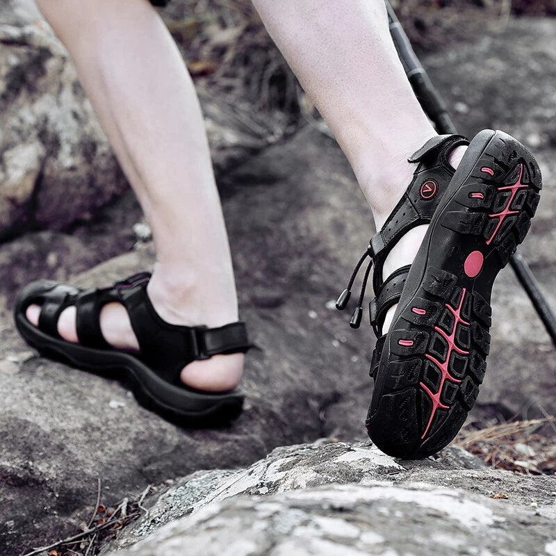 Men's Sandals Genuine Leather Beach Slippers Casual Shoes Outdoor Sneakers