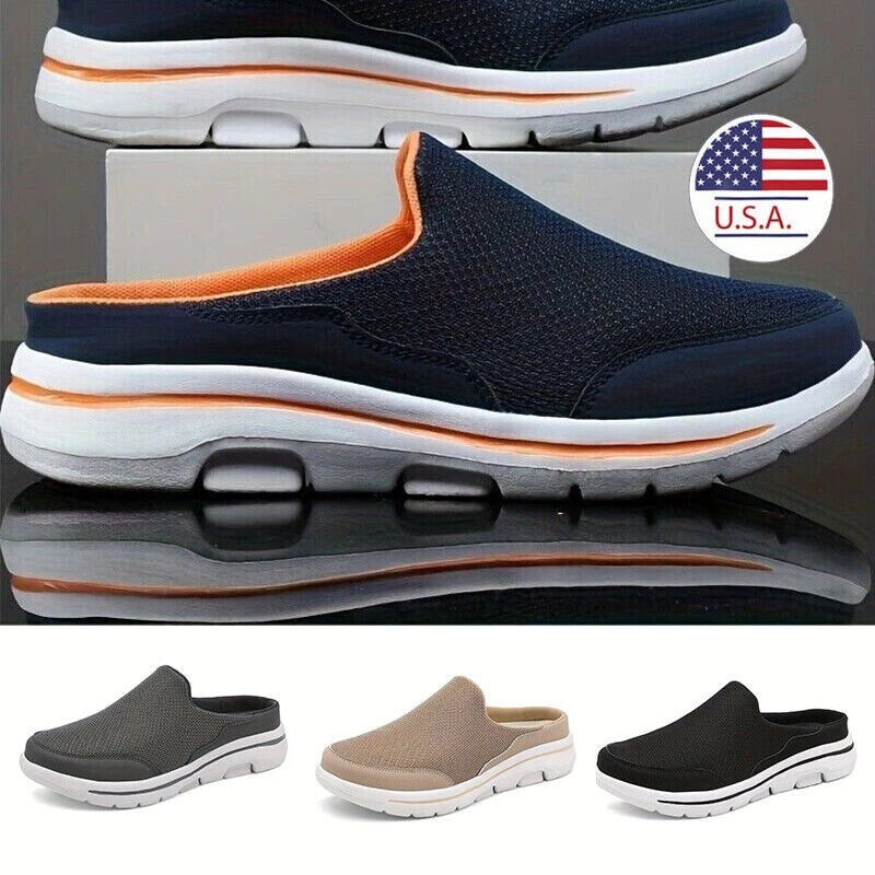 Men's Slip-on Mules Half Sneakers Casual Walking Shoes Outdoor Backless Sneakers
