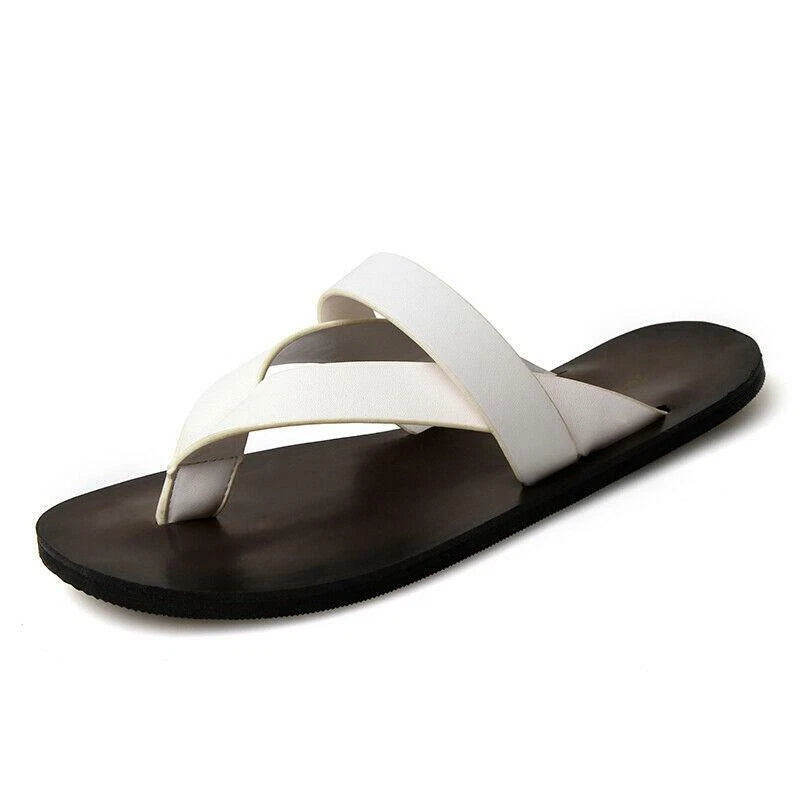 Men's Fashion Beach Outdoor Leather Summer Sandals with Straps Non-Slip Slippers