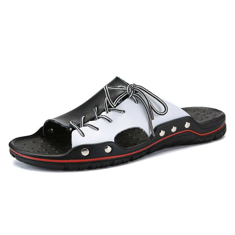 Men's Casual Leather Sandals Shoes Outdoor Anti-slip Soft Slippers Hiking Beach