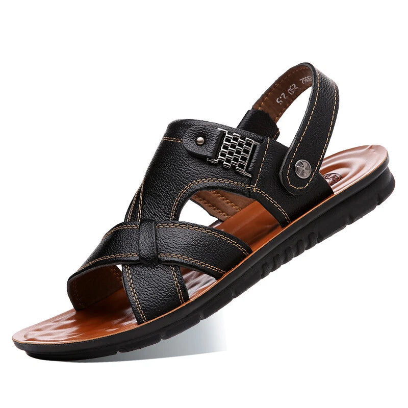 Mens Beach Slippers Leather Sandals Summer Water Shoes Fisherman Closed Toe Size