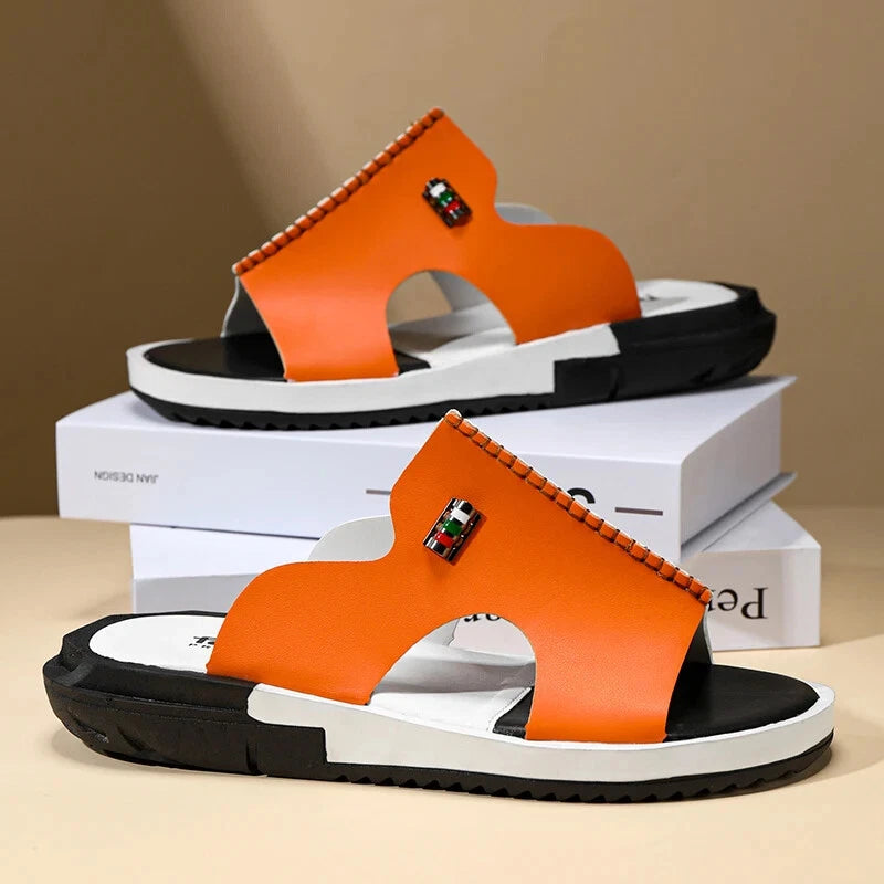 Summer Men Slippers Genuine Leather Breathable Clogs Sandals Beach Classics