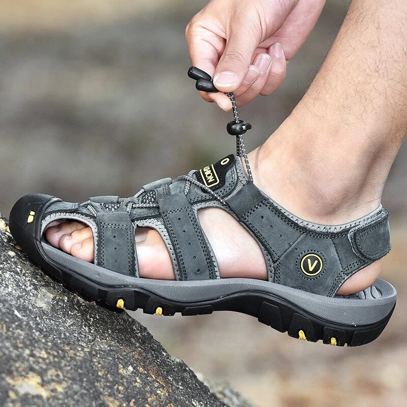 Men's Sandals Genuine Leather Beach Slippers Casual Shoes Outdoor Sneakers
