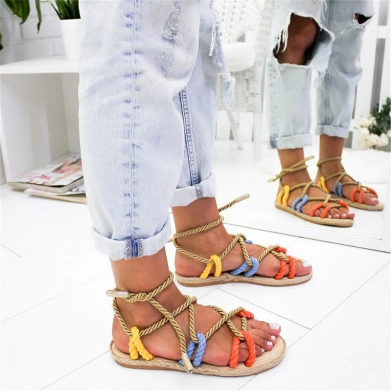 Summer Color Slippers Toe Beach Slippers Large Size Women's Strap Sandals Women