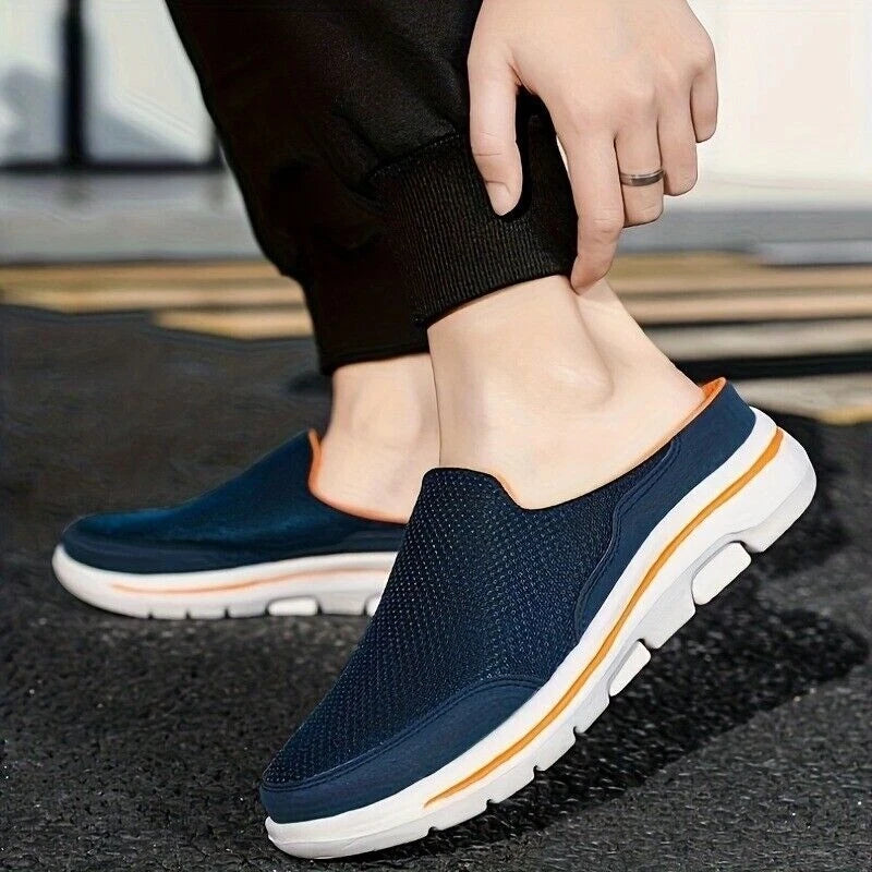Men's Slip-on Mules Half Sneakers Casual Walking Shoes Outdoor Backless Sneakers