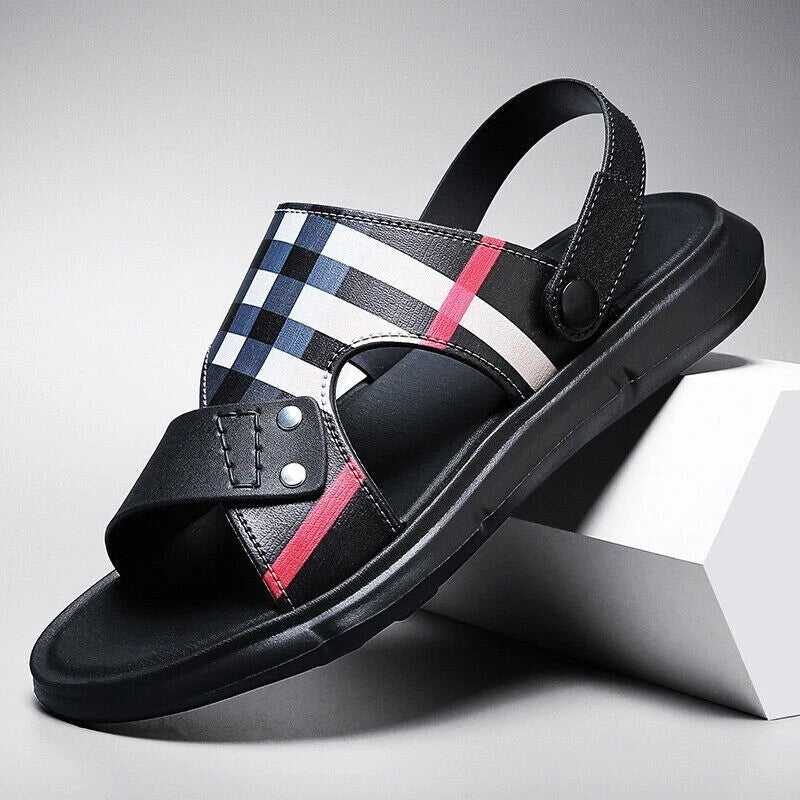 Summer Men Casual Leather Sandals Sports Beach Shoes Soft Home Slippers US