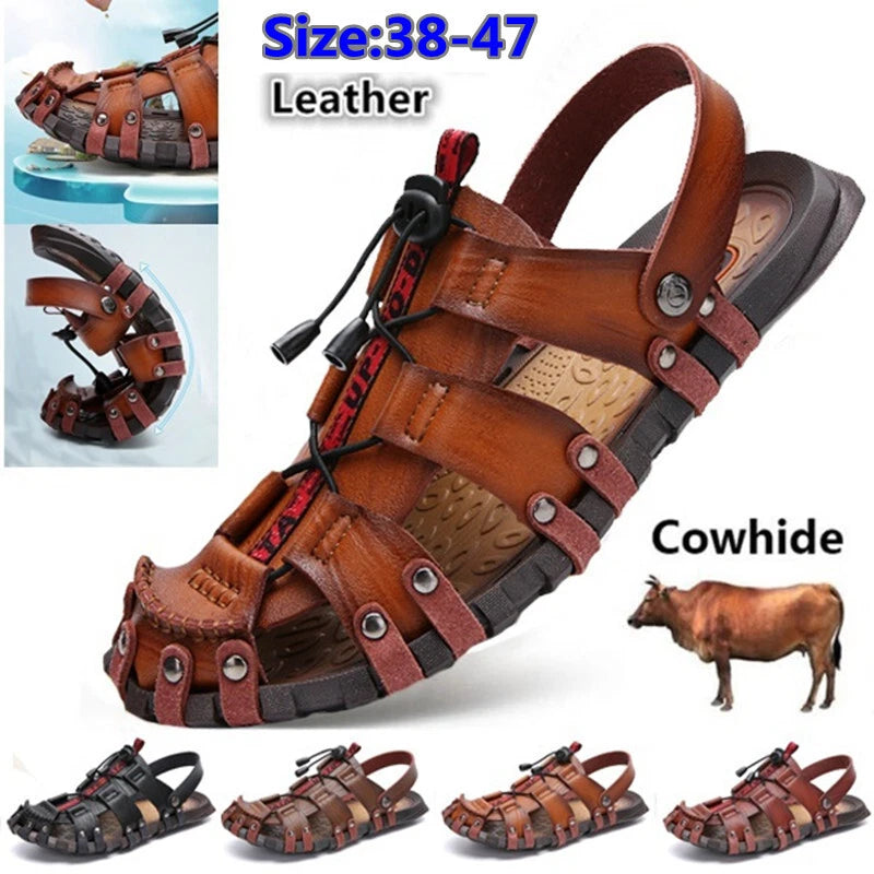 Men Closed Toe Sandals Summer Sports Walking Beach Shoes Casual Outdoor Slippers