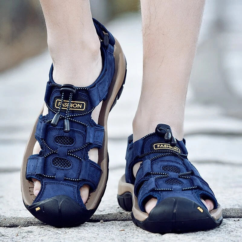 Men's Sandals Genuine Leather Beach Slippers Casual Shoes Outdoor Sneakers