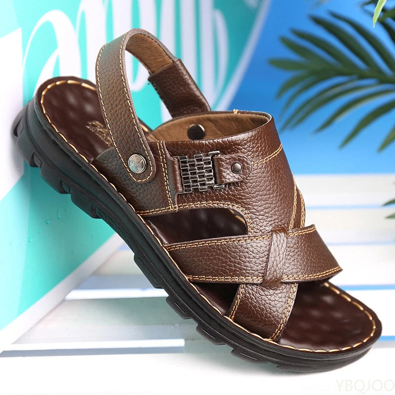 Mens Beach Slippers Leather Sandals Summer Water Shoes Fisherman Closed Toe Size