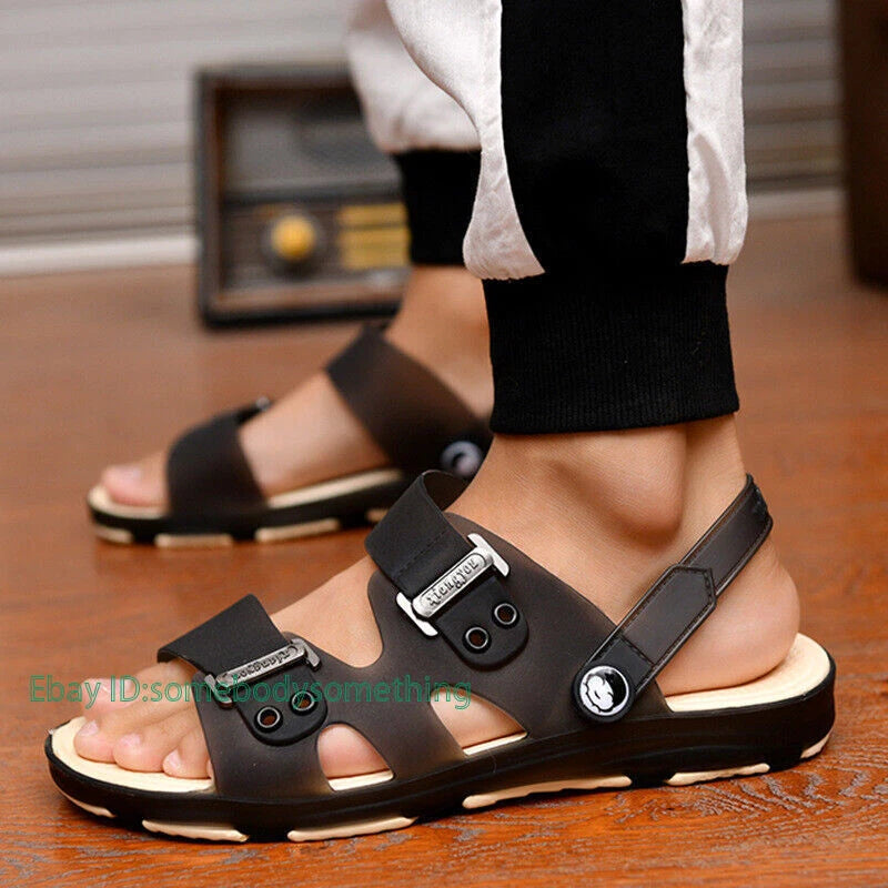 Mens Casual Open Toe Slingback Sandals Non-Slip Beach Slippers Swim Shoes