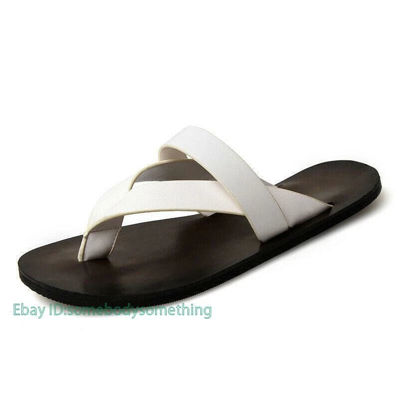 Summer Fashion Mens Beach Outdoor Leather Sandals Strap Shoes Anti-slip Slippers