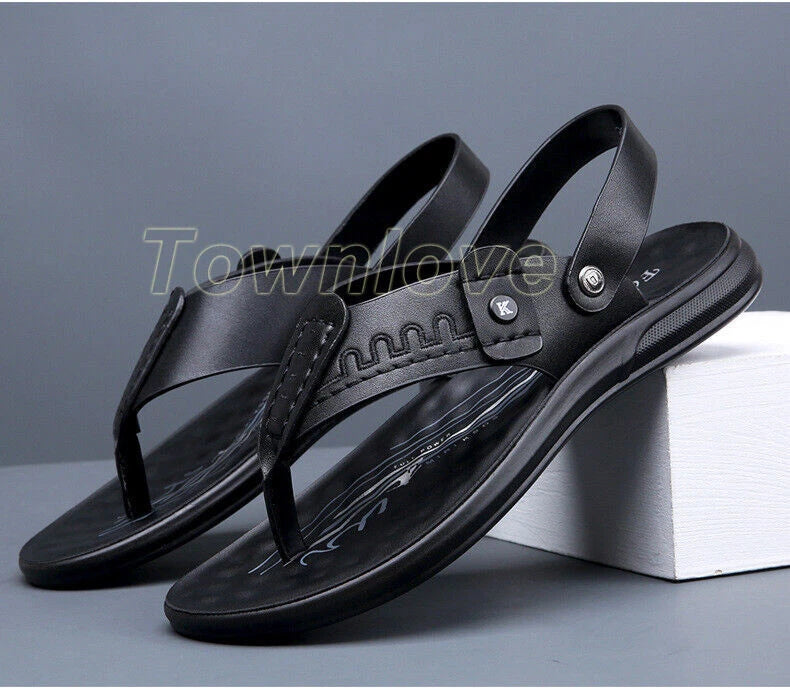 Men's Summer Hollow Out Sandals Flats Casual Flip-Flops Slippers Beach Shoes