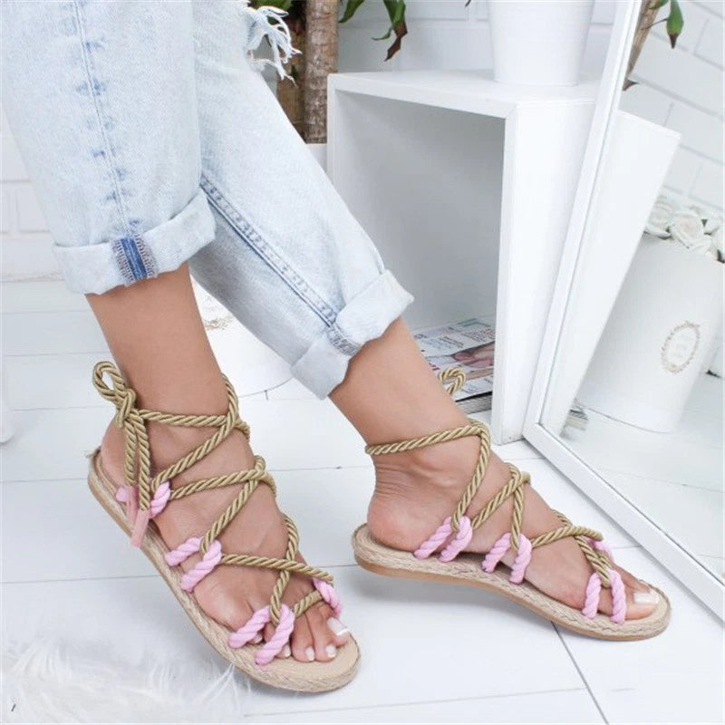 Summer Color Slippers Toe Beach Slippers Large Size Women's Strap Sandals Women