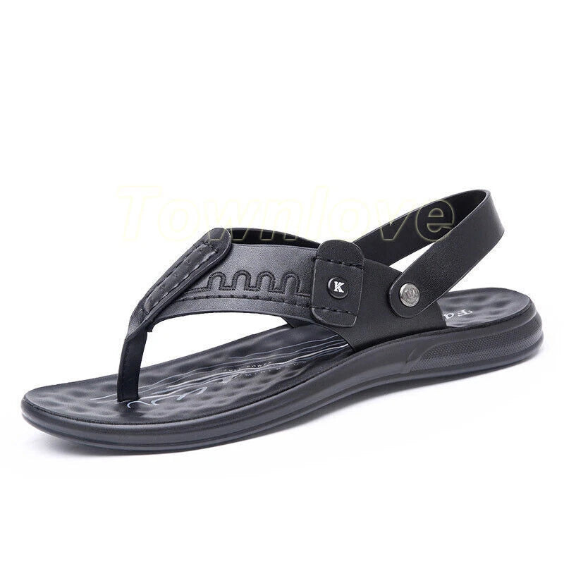 Men's Summer Hollow Out Sandals Flats Casual Flip-Flops Slippers Beach Shoes