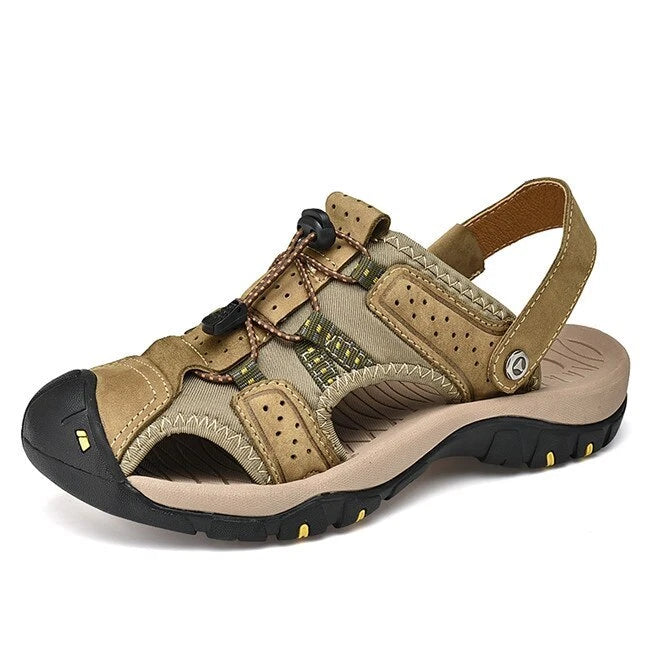 Mens Sandals Genuine Leather Summer Casual Shoes Outdoor Beach Slipper