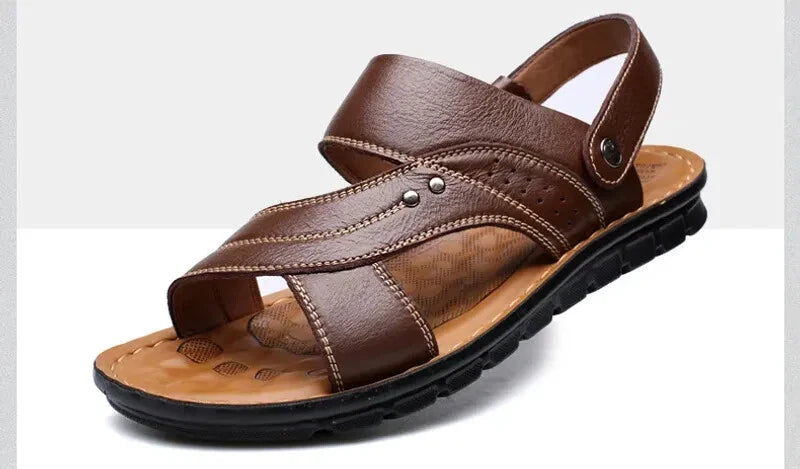 Men's Summer New Sandals Leather Beach Shoes Casual Men's Shoes Fashion Slippers