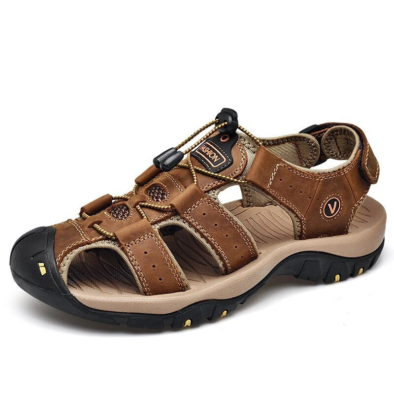 Men's Sandals Genuine Leather Beach Slippers Casual Shoes Outdoor Sneakers
