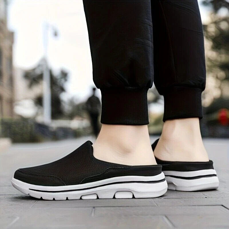 Men's Slip-on Mules Half Sneakers Casual Walking Shoes Outdoor Backless Sneakers
