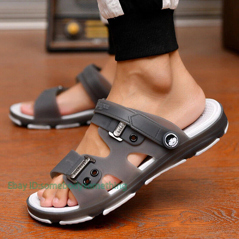 Mens Casual Open Toe Slingback Sandals Non-Slip Beach Slippers Swim Shoes