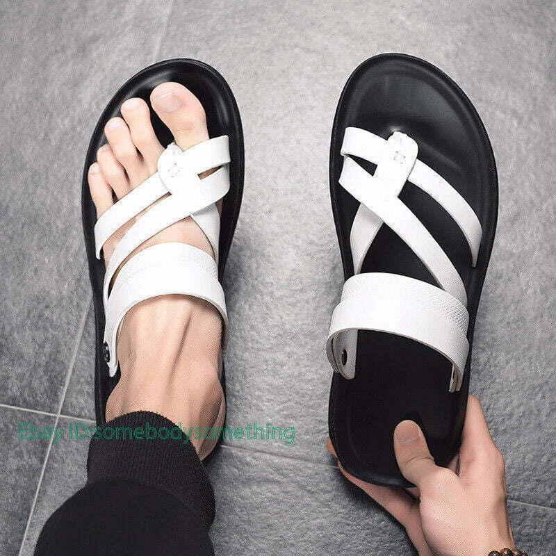 Mens Roman Casual Shoes Beach Flats Sandals Flip Flops Summer Strappy Slippers