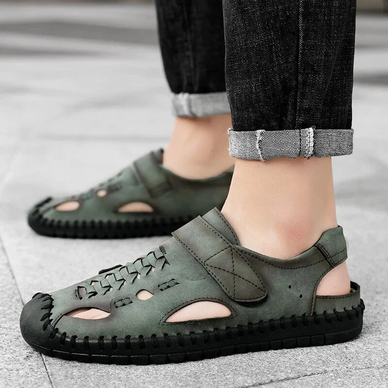 Handmade Genuine Leather Sandals for Men Summer Beach Sandals Men Slippers Shoes