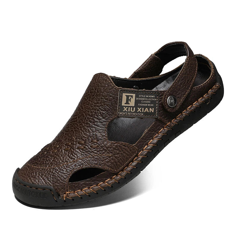 Genuine Leather Sneakers Summer Mens Casual Sandals Outdoor Beach Roman Slippers