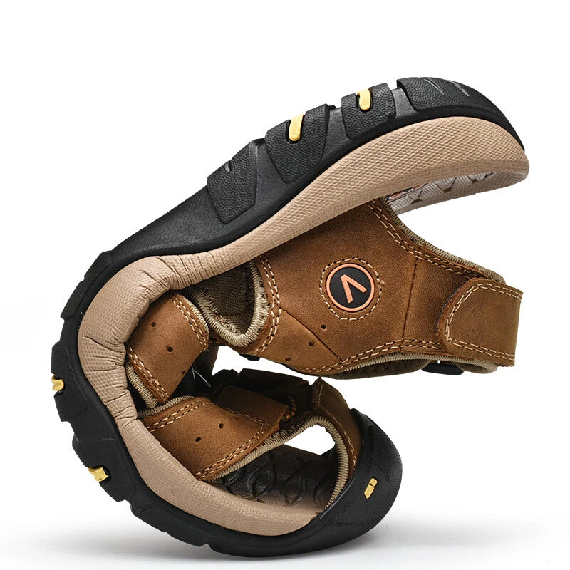 Genuine Leather Men's Casual Sandals Hiking Rome Beach Garden Slippers Sneakers