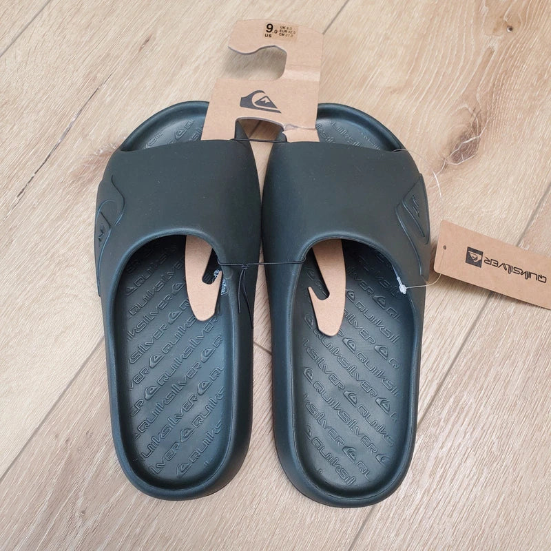 New Quiksilver Cloudbreak Black Slides Slippers Sandals Mens Size 9