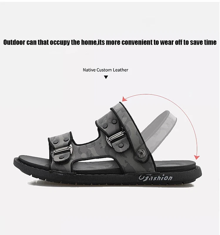 Outdoor Sandals Mens Slippers Fashion Breathable Beach Sandals Leather Sandalias