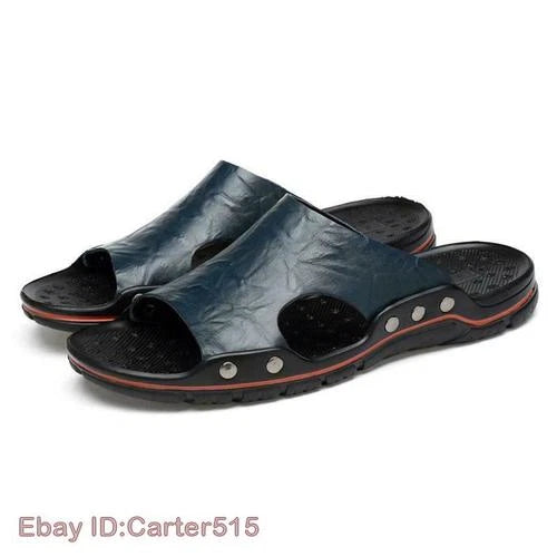 Men Sandals Leather Slippers Flip Flops Fashion Beach Slides Outdoor Plus Size