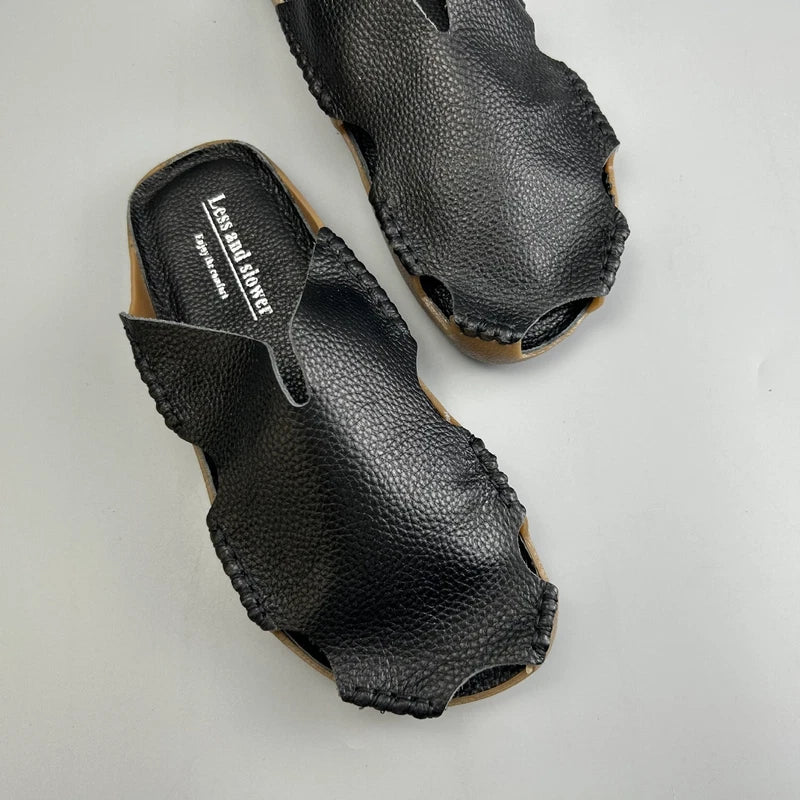 Men's Summer Beach Leather Sandals Closed Toe Slippers Outdoor Casual Shoes US10