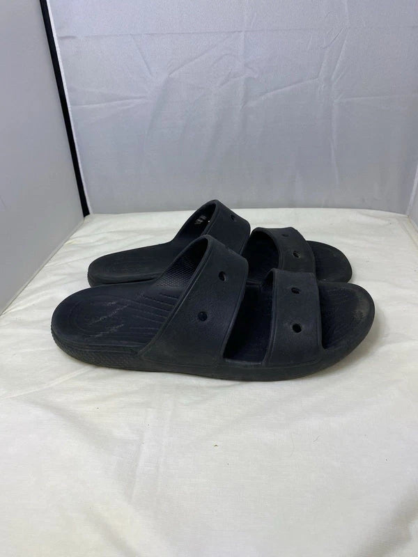 Crocs Sandals Mens Size 10 Womens 12 Black Two Strap Slide Beach Pool Shoes