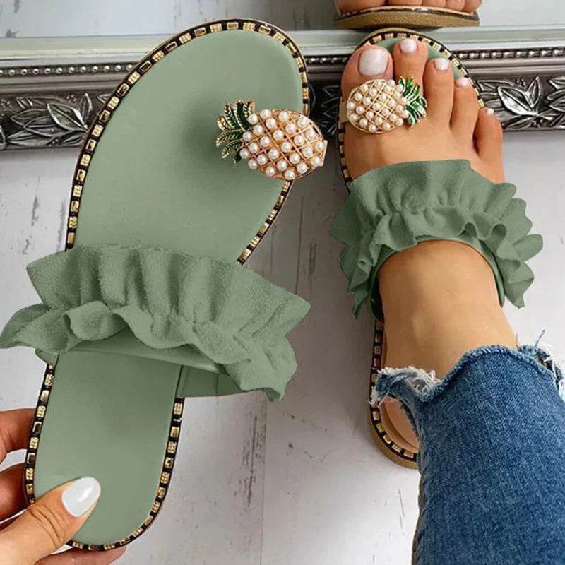 Women Slipper Flat Toe Bohemian Summer Beach Sandals Ladies Shoes