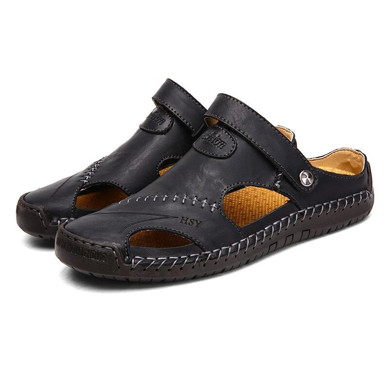 Summer Men Sandals Genuine Leather Lightweight Casual Shoes Beach Slippers