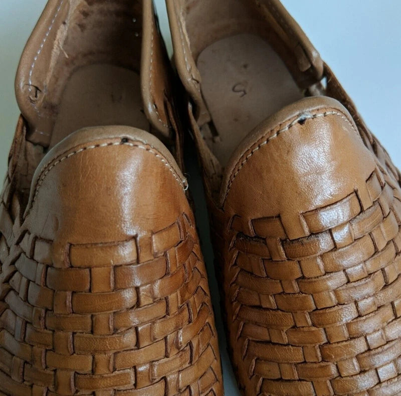 Mexican Huaraches Leather Sandals Size 5 Mexico Closed Toe Authentic Leather