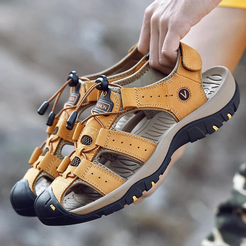 Summer Men Sandals Leather Casual Breathable Outdoor Beach Slipper Fashion Shoes