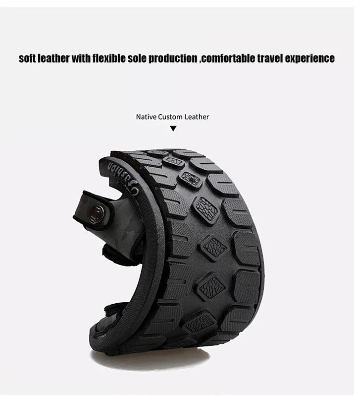 Outdoor Sandals Mens Slippers Fashion Breathable Beach Sandals Leather Sandalias