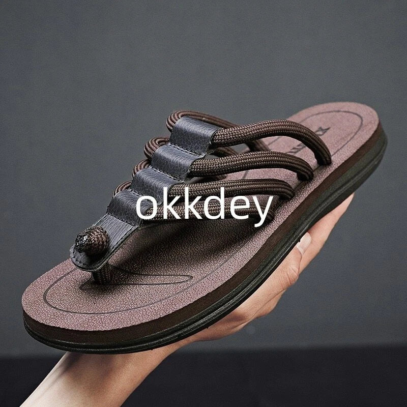 Chanclas De Verano Para Hombre Zapatos Planos Transpirables Cómodos Playa Casual