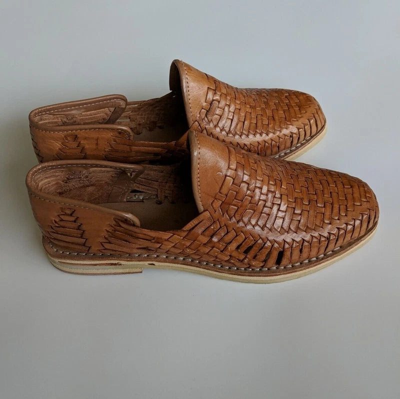 Mexican Huaraches Leather Sandals Size 5 Mexico Closed Toe Authentic Leather