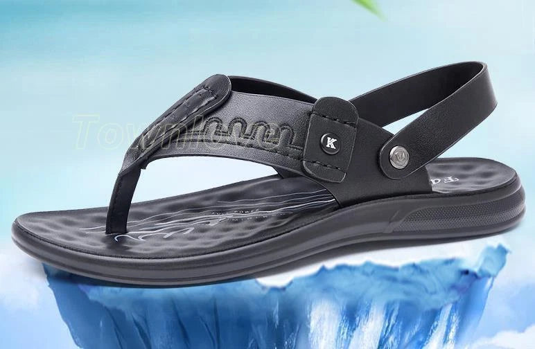 Men's Summer Hollow Out Sandals Flats Casual Flip-Flops Slippers Beach Shoes