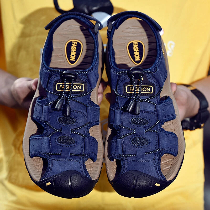 Genuine Leather Men's Casual Sandals Hiking Rome Beach Garden Slippers Sneakers