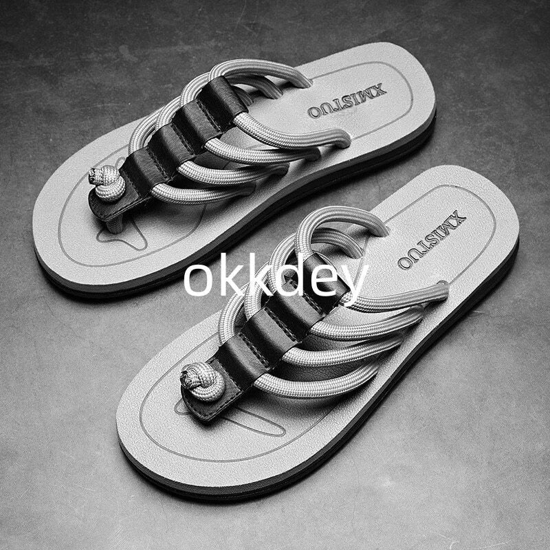 Chanclas De Verano Para Hombre Zapatos Planos Transpirables Cómodos Playa Casual