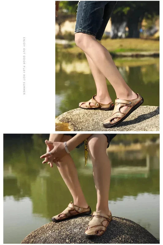 Summer Sandals Men Leather Slipper Outdoor Sneaker Beach Rubber Trekking Sandals