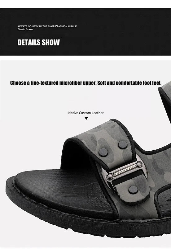 Outdoor Sandals Mens Slippers Fashion Breathable Beach Sandals Leather Sandalias