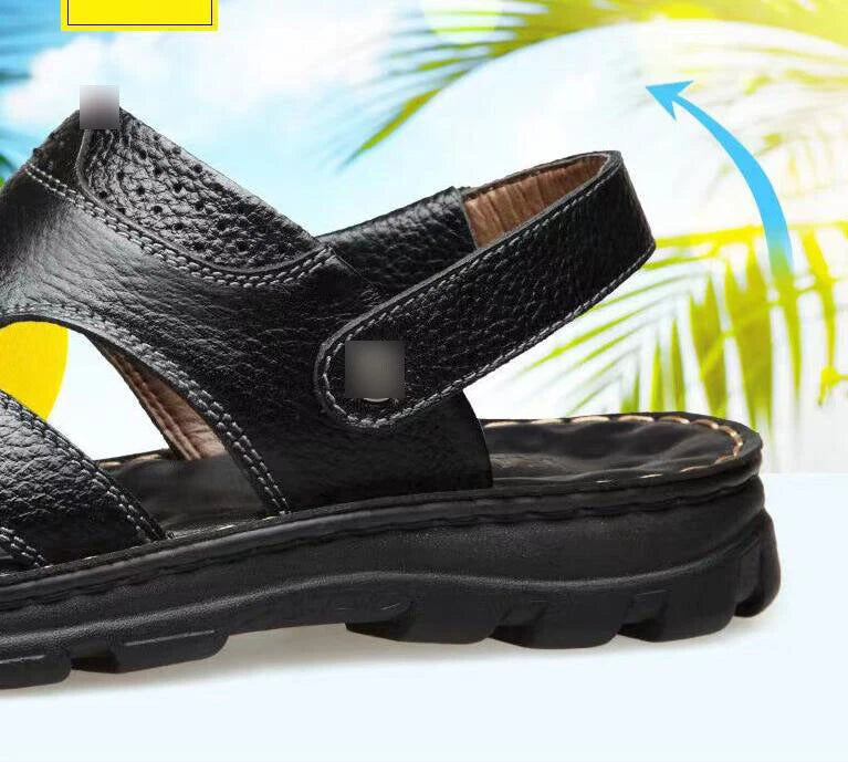 New Outdoor Faux Leather slippers Beach Flip Flops Men's Shoes Sandals Summer