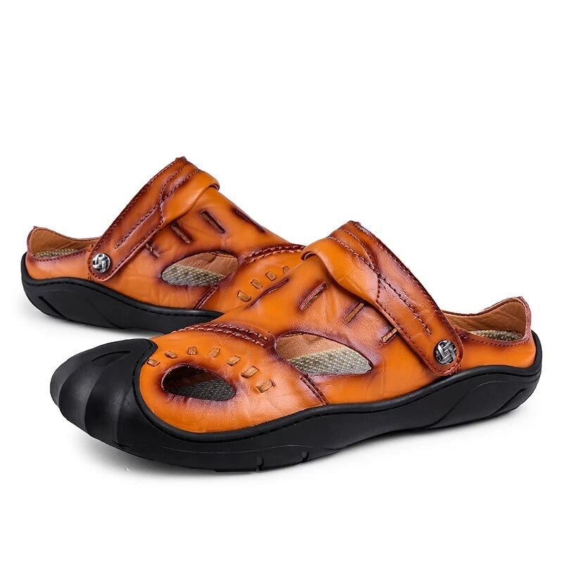 Summer Men Beach Slipper Rome Genuine Leather Trekking Shoes Non-slip Sandals