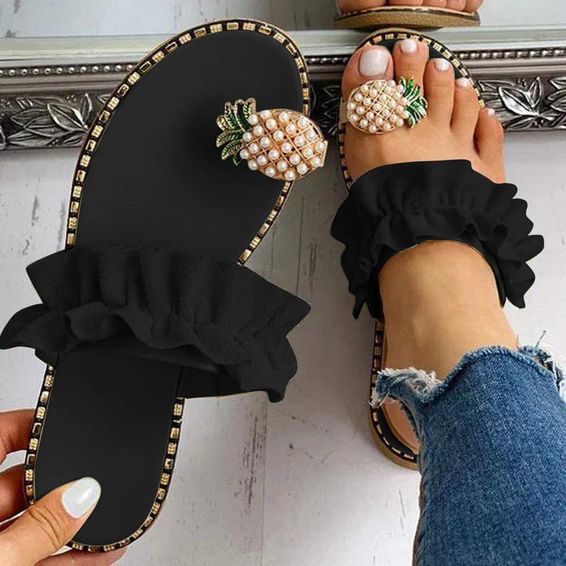 Women Slipper Flat Toe Bohemian Summer Beach Sandals Ladies Shoes